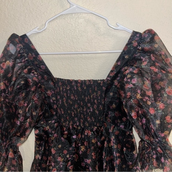 Buddy Love Puffy Sleeve Mini Floral Dress Size X-Small - Picture 3 of 8